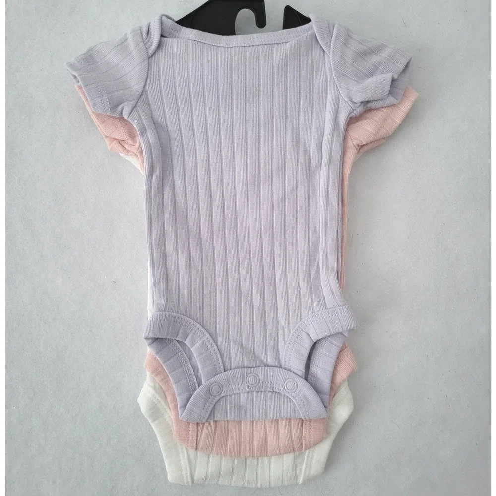 New Carter's Child of Mine Preemie Ribbed Bodysuit 3pc White Pink‎ Purple Nwt
